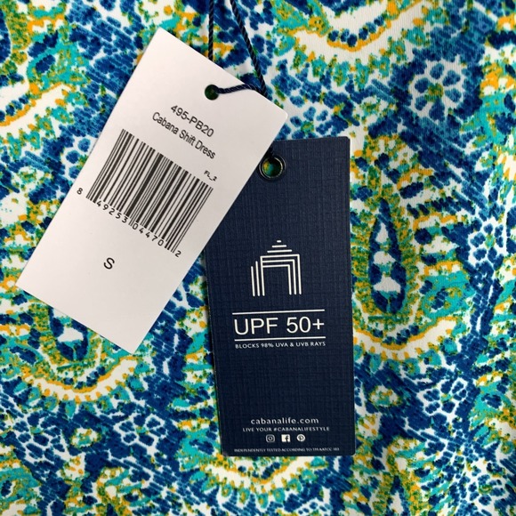 Cabana Life Palmetto Bluff Shift Dress Size Small Blue/Green Paisley UPF 50+ NWT - Picture 4 of 13